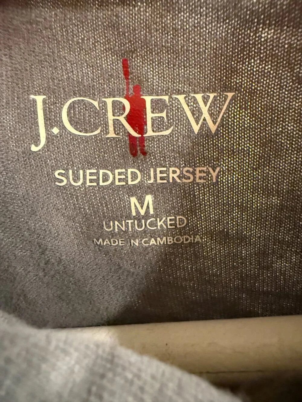 J. Crew Sueded Cotton Polo Shirt, Short-Sleeve, Charcoal Cray, Medium Untucked